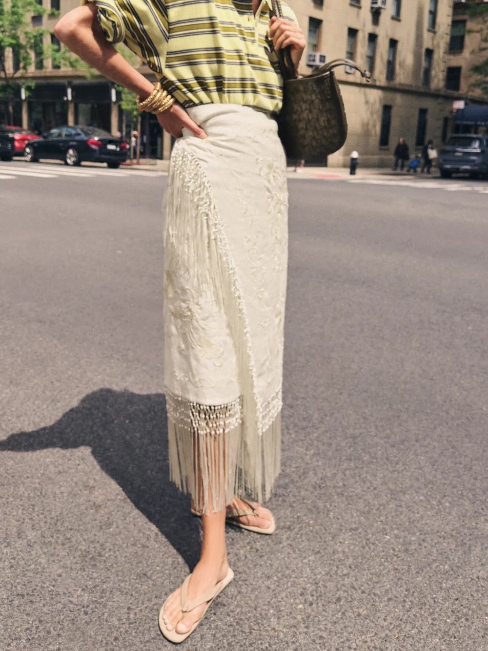 ZARA ZW COLLECTION 100% LINEN EMBROIDERED MIDI SKIRT - Picture 5 of 14